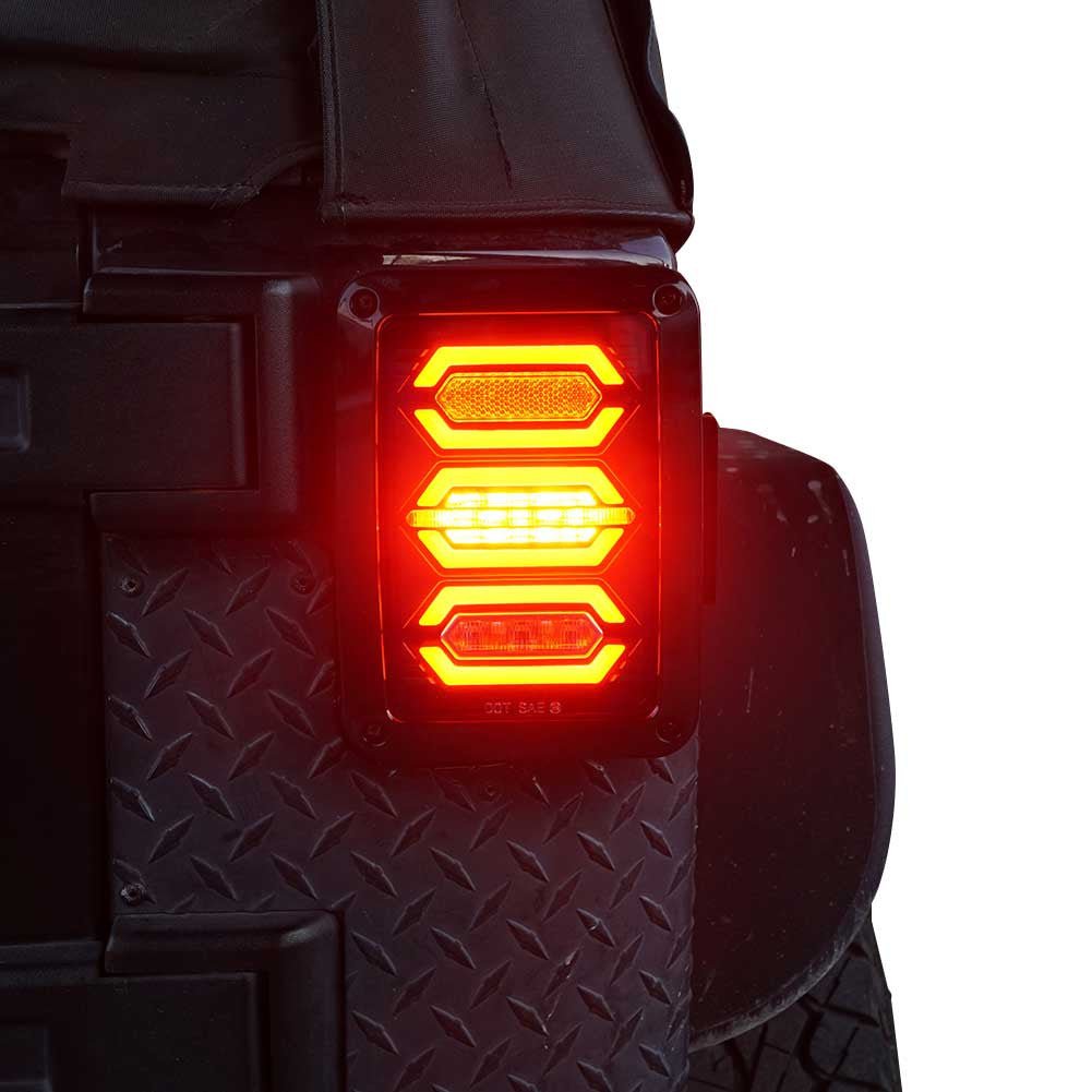 DIAMOND Black LED Tail Lights for Wrangler JK 2007 - 2018 - GENSSI Lighting