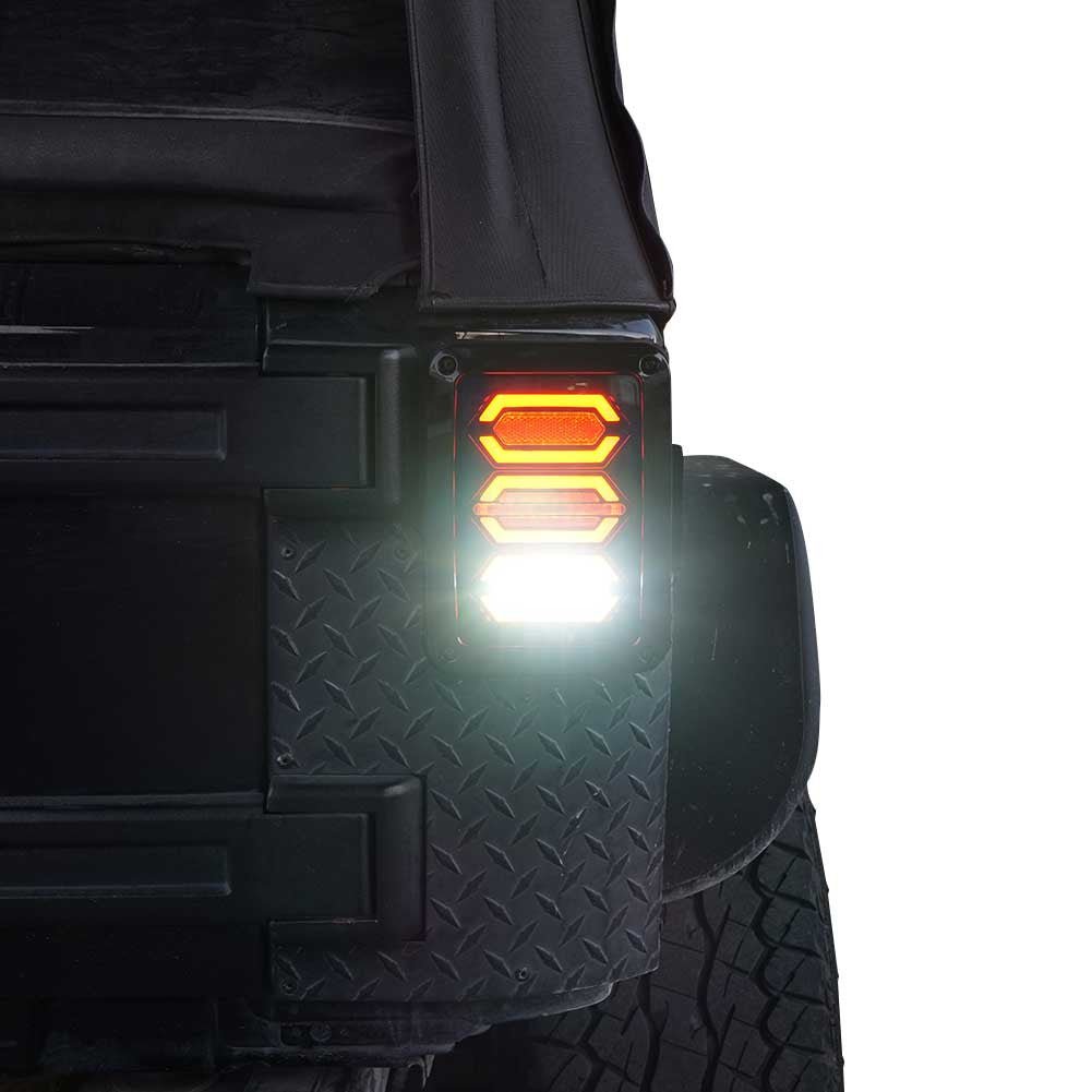 DIAMOND Black LED Tail Lights for Wrangler JK 2007 - 2018 - GENSSI Lighting