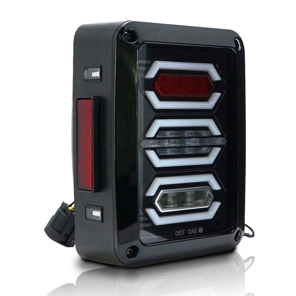 DIAMOND Black LED Tail Lights for Wrangler JK 2007 - 2018 - GENSSI Lighting