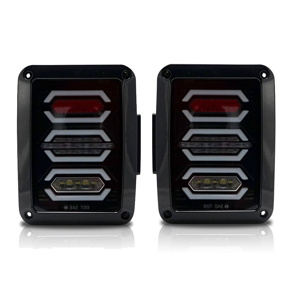DIAMOND Black LED Tail Lights for Wrangler JK 2007 - 2018 - GENSSI Lighting