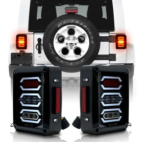 DIAMOND Black LED Tail Lights for Wrangler JK 2007 - 2018 - GENSSI Lighting