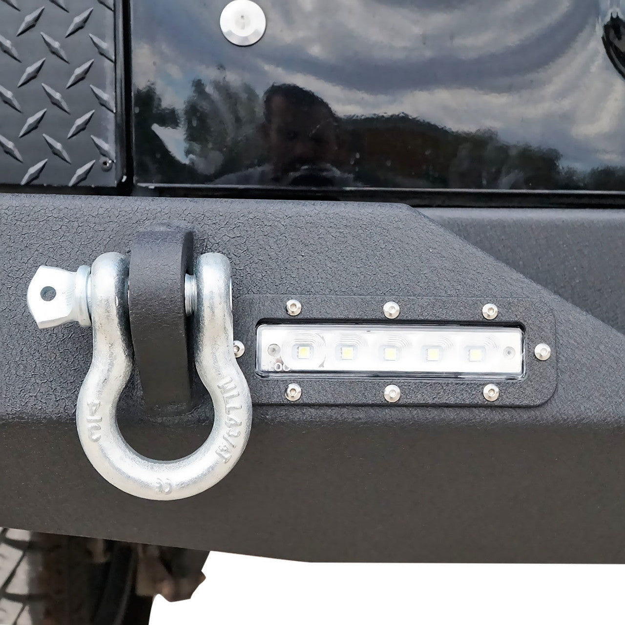 Rear Bumper for Jeep Wrangler JK 2007-2017 with D-Rings and LED Reverse Lamps Bumper