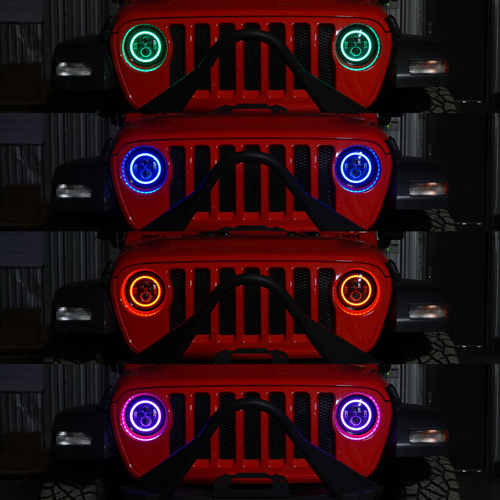 HALO RGB CHASE Projector LED Headlights for Wrangler JL & Gladiator 2018+ Lighting