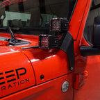 Quad LED Pod Cube Lower Windshield Pillar Light Mount Kit for Wrangler JL 2018+ - GENSSI Lighting