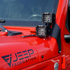 Quad LED Pod Cube Lower Windshield Pillar Light Mount Kit for Wrangler JL 2018+ - GENSSI Lighting