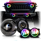 Demon Eye LED Headlights Fog Lights Kit for Wrangler JL JLU Gladiator 2018 Up - GENSSI Lighting