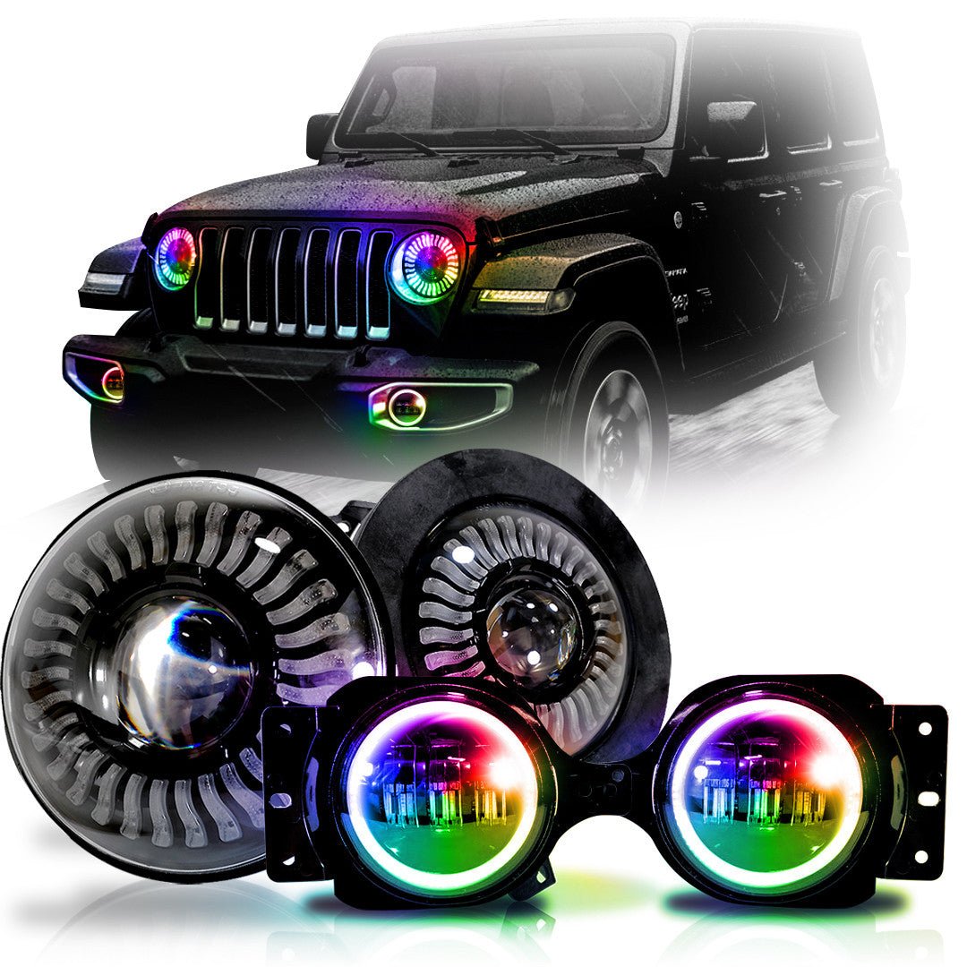 Demon Eye LED Headlights and Fog Lights for Wrangler Sport/Sport S 201 ...