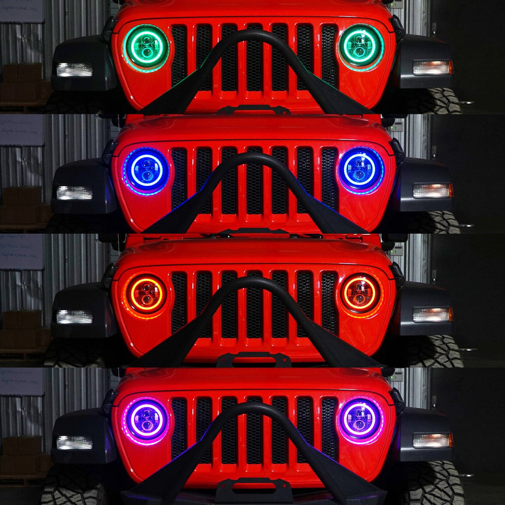 HALO RGB Color Projector LED Headlights for Wrangler JL & Gladiator 2018+ - GENSSI Lighting