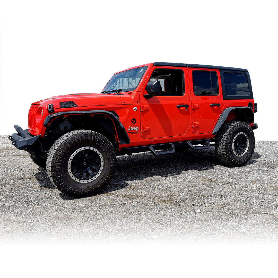 Running Boards Side Steps Rail Steps Rock Sliders for Jeep Wrangler JLU 4dr 2018 up Dual Style Exterior Part