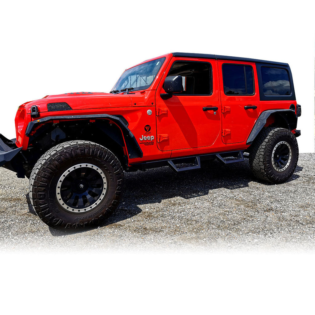 Running Boards Side Steps Rail Steps Rock Sliders for Jeep Wrangler JLU 4dr 2018 up Dual Style Exterior Part
