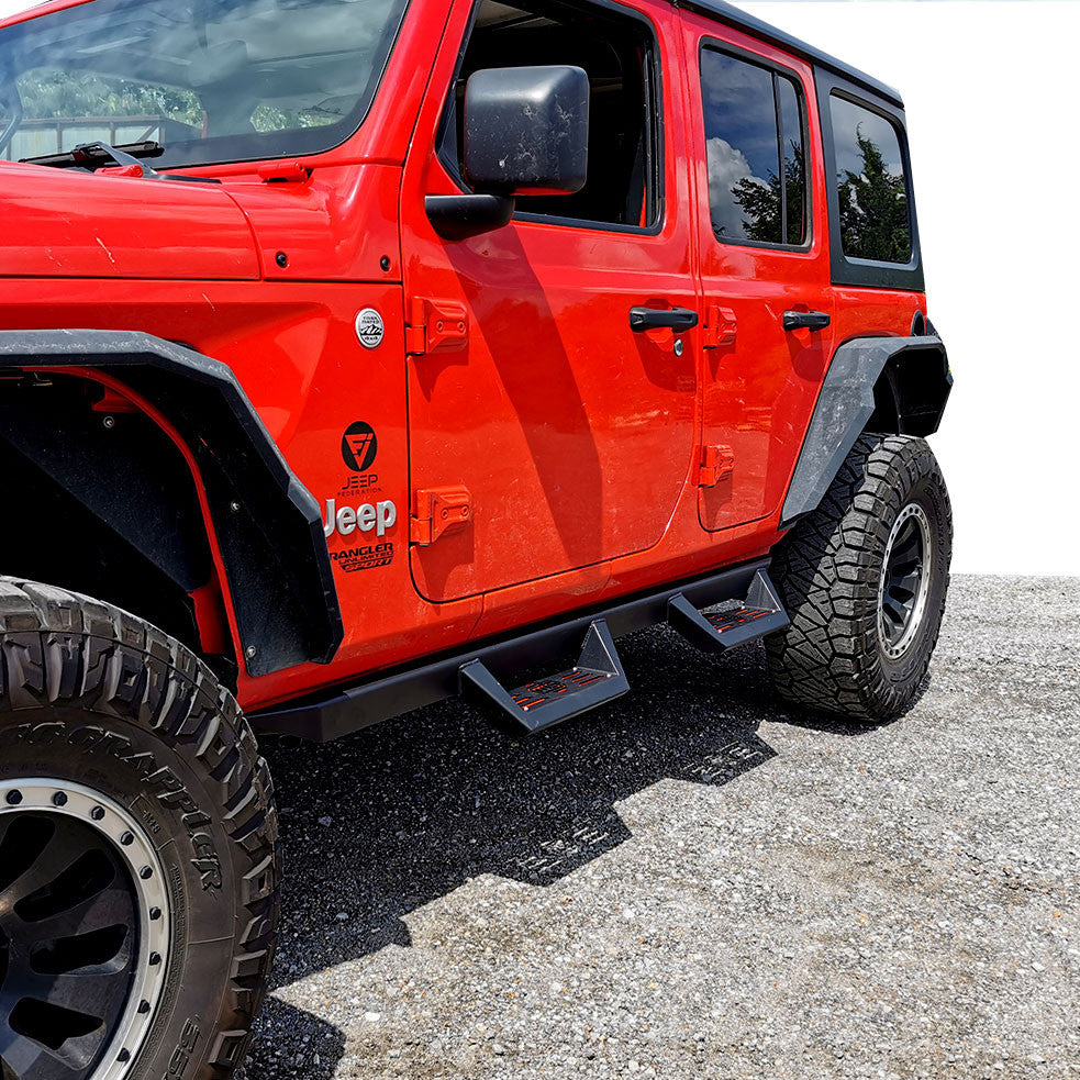 Running Boards Side Steps Rail Steps Rock Sliders for Jeep Wrangler JLU 4dr 2018 up Dual Style Exterior Part