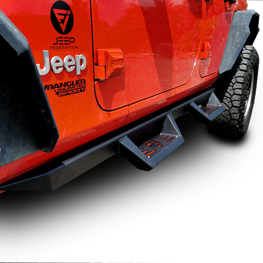 Running Boards Side Steps Rail Steps Rock Sliders for Jeep Wrangler JLU 4dr 2018 up Dual Style Exterior Part