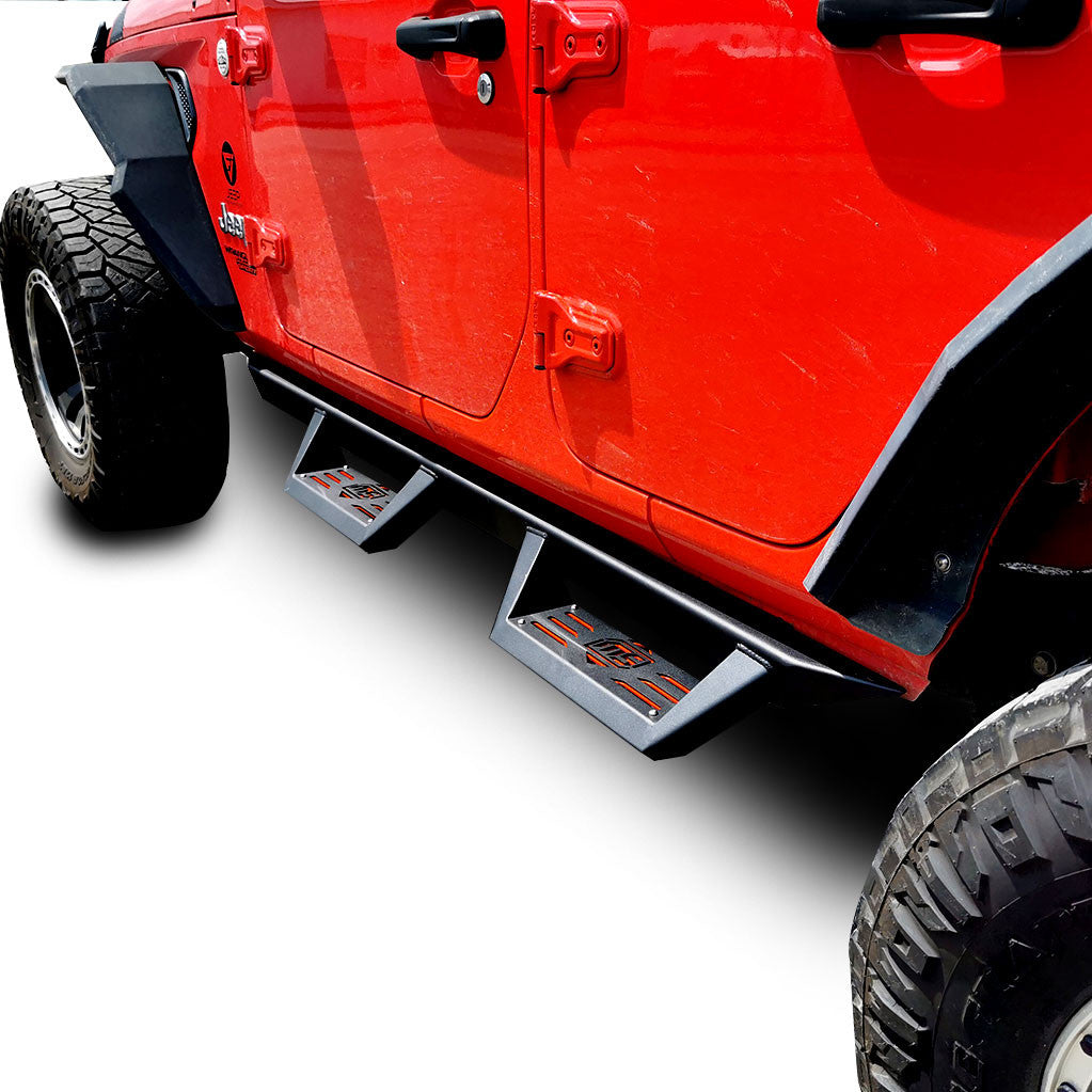 Running Boards Side Steps Rail Steps Rock Sliders for Jeep Wrangler JLU 4dr 2018 up Dual Style Exterior Part