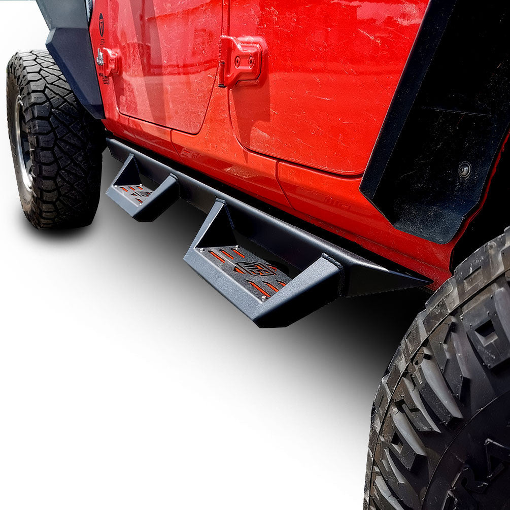 Running Boards Side Steps Rail Steps Rock Sliders for Jeep Wrangler JLU 4dr 2018 up Dual Style Exterior Part