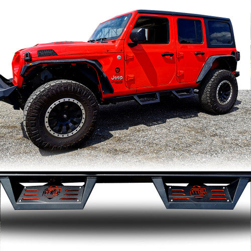 Running Boards Side Steps Rail Steps Rock Sliders for Jeep Wrangler JLU 4dr 2018 up Dual Style Exterior Part
