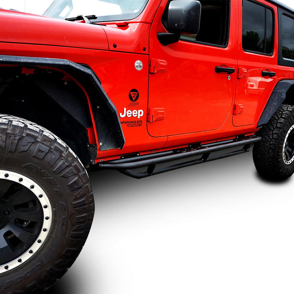 Running Boards Side Steps Rail Steps Rock Sliders for Jeep Wrangler JLU 4dr 2018 up Tube Style Exterior Part