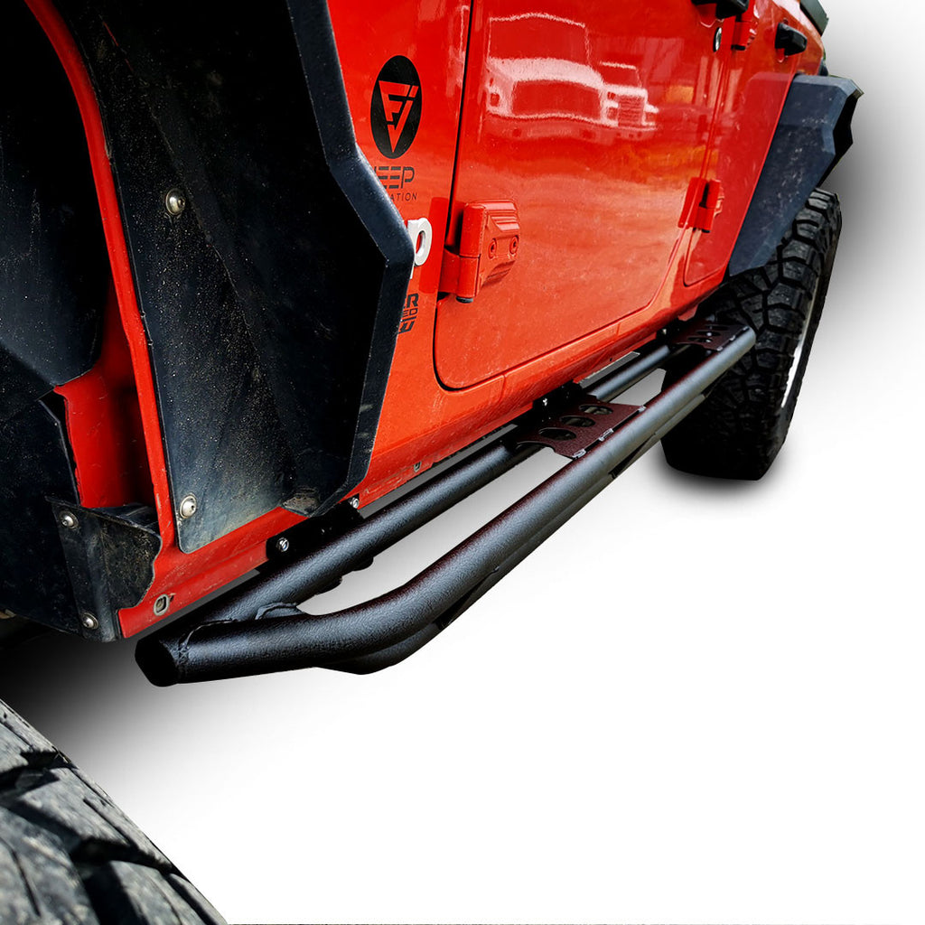 Running Boards Side Steps Rail Steps Rock Sliders for Jeep Wrangler JLU 4dr 2018 up Tube Style Exterior Part