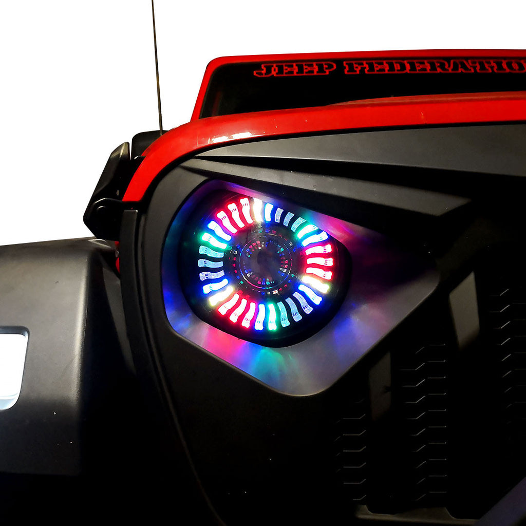 Demon Eye LED Headlights for Wrangler JL JLU Gladiator 2018 Up Lighting