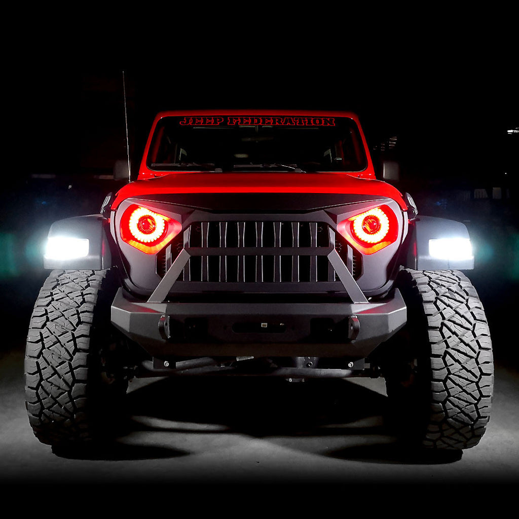 Demon Eye LED Headlights Fog Lights Kit for Wrangler JL JLU Gladiator 2018 Up Lighting