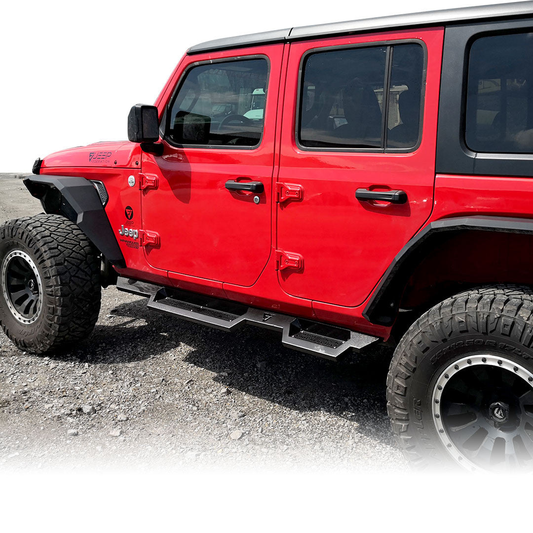 Running Boards Side Steps Rail Steps Rock Sliders for Jeep Wrangler JLU 4dr 2018 up Exterior Part