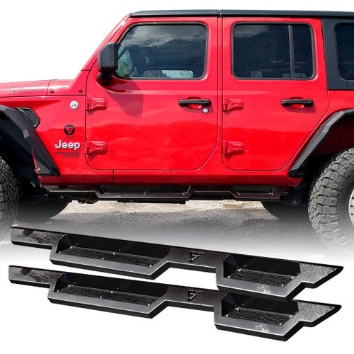 Running Boards Side Steps Rail Steps Rock Sliders for Jeep Wrangler JLU 4dr 2018 up Default Title Exterior Part