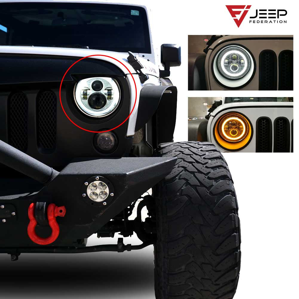 HALO Projector Chrome LED Headlights for Wrangler 1996-2018 Lighting