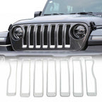 Front Grille Grill Insert Cover Trim Fit Jeep Wrangler JL 2018 - 2023 Silver - GENSSI Grille