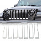 Front Grille Grill Insert Cover Trim Fit Jeep Wrangler JL 2018 - 2023 Silver - GENSSI Grille