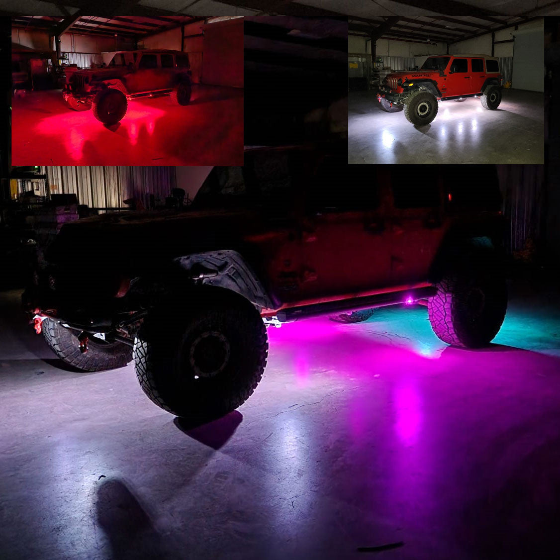 Vader LED Under Body Rock Lights Color Flow with Bluetooth Controller 8x Lighting