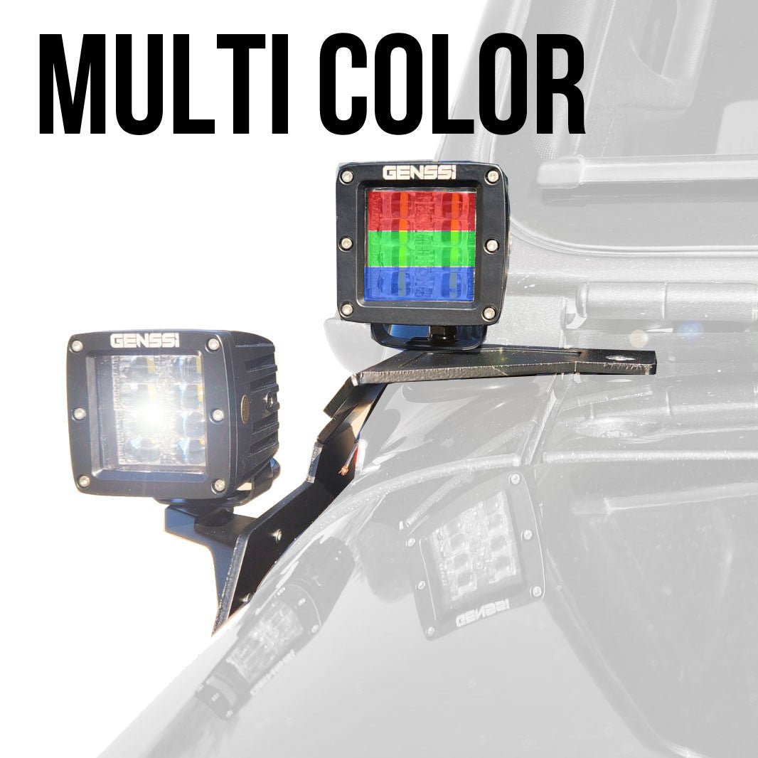 RGB Color Changing Kit A - Pillar LED Cube Light Bracket for Jeep Wrangler JL JLU JT Gladiator - GENSSI Lighting