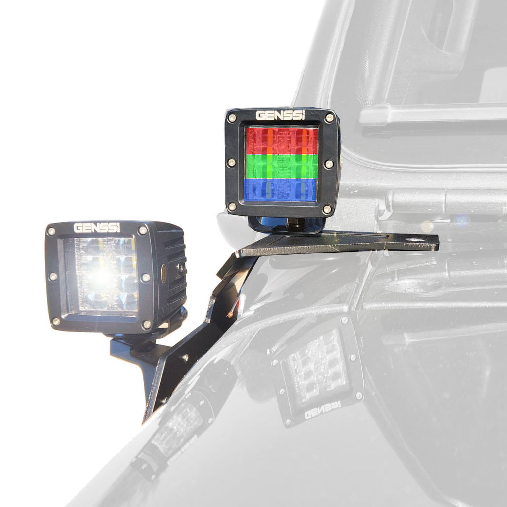 A-Pillar Cube RGB +White Wireless Kit Lights with Bracket for Jeep Wrangler JL JLU JT Gladiator Lighting