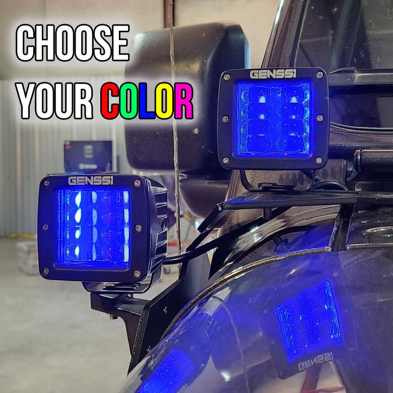 RGB Color Changing Kit A - Pillar LED Cube Light Bracket for Jeep Wrangler JL JLU JT Gladiator - GENSSI Lighting