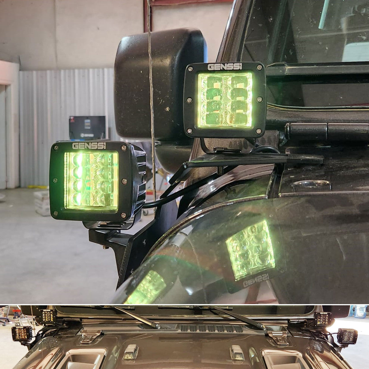 A-Pillar Cube RGB +White Wireless Kit Lights with Bracket for Jeep Wrangler JL JLU JT Gladiator Lighting