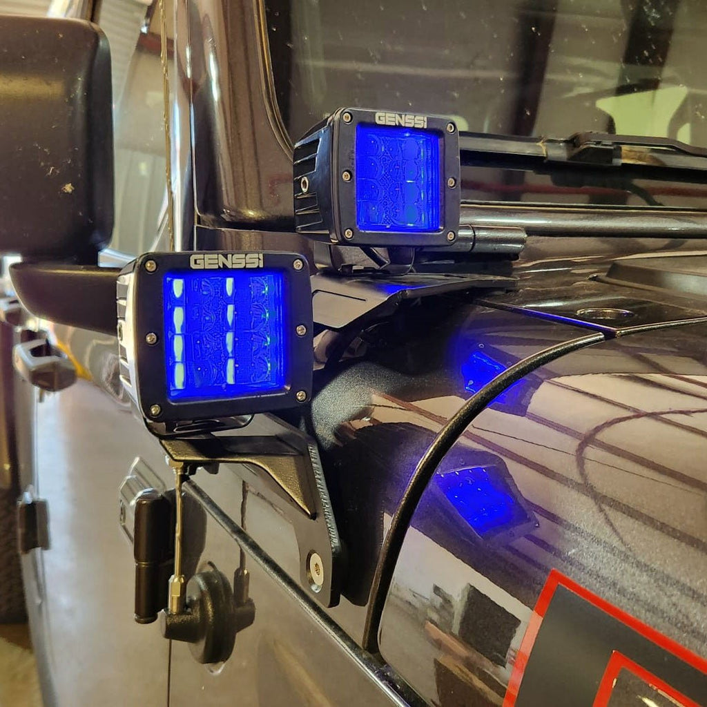 RGB Color Changing Kit A - Pillar LED Cube Light Bracket for Jeep Wrangler JL JLU JT Gladiator - GENSSI Lighting