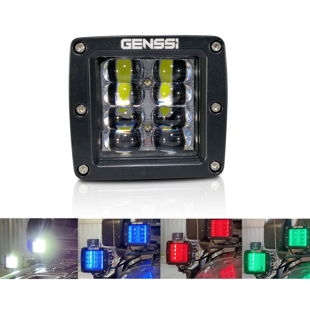 RGB Color Changing Kit A - Pillar LED Cube Light Bracket for Jeep Wrangler JL JLU JT Gladiator - GENSSI Lighting