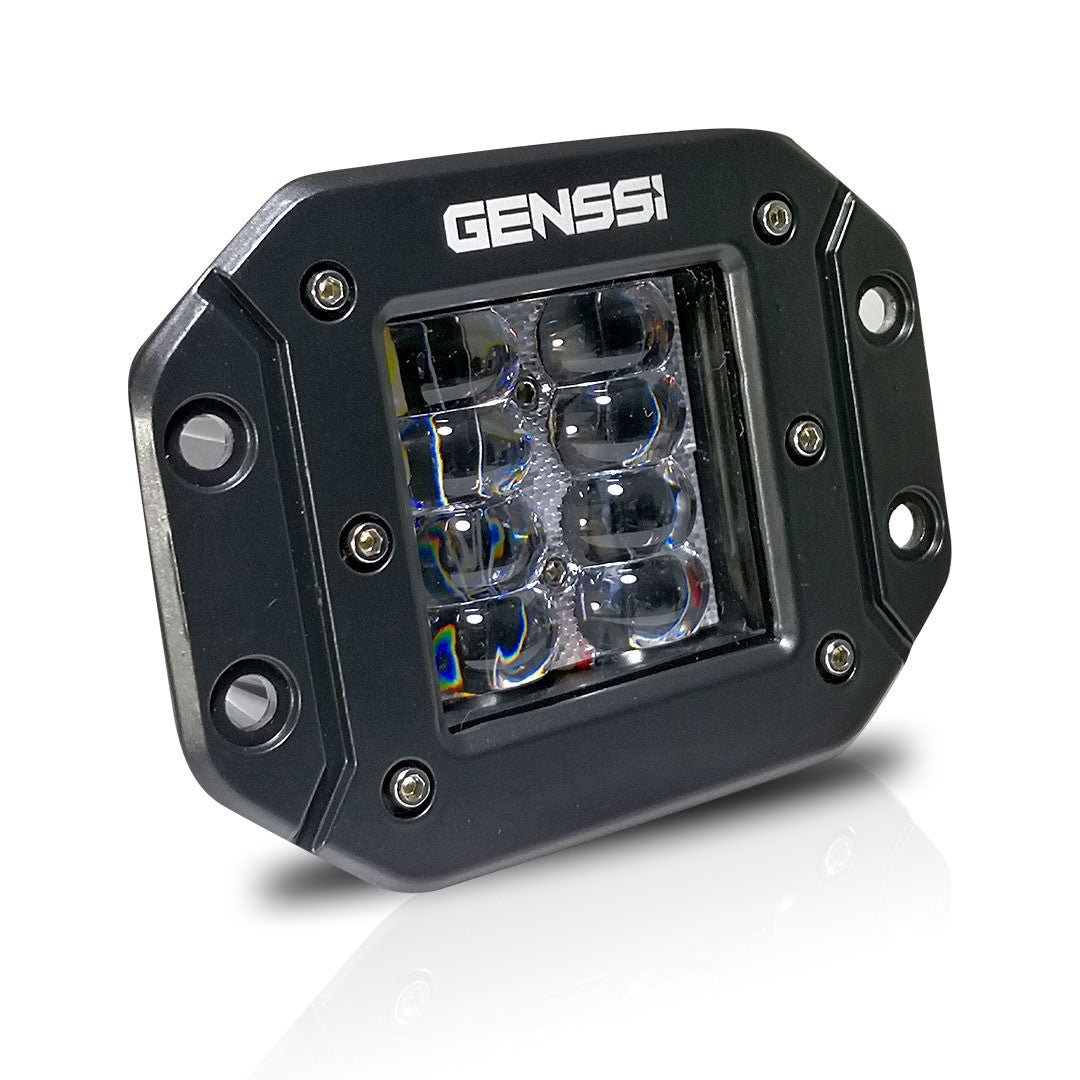 Flush Mount Four Row Cube Pod LED 3 Inches Auxiliary Lights Black (PAIR) - GENSSI Lighting
