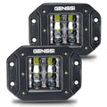 Flush Mount Four Row Cube Pod LED 3 Inches Auxiliary Lights Black (PAIR) - GENSSI Lighting