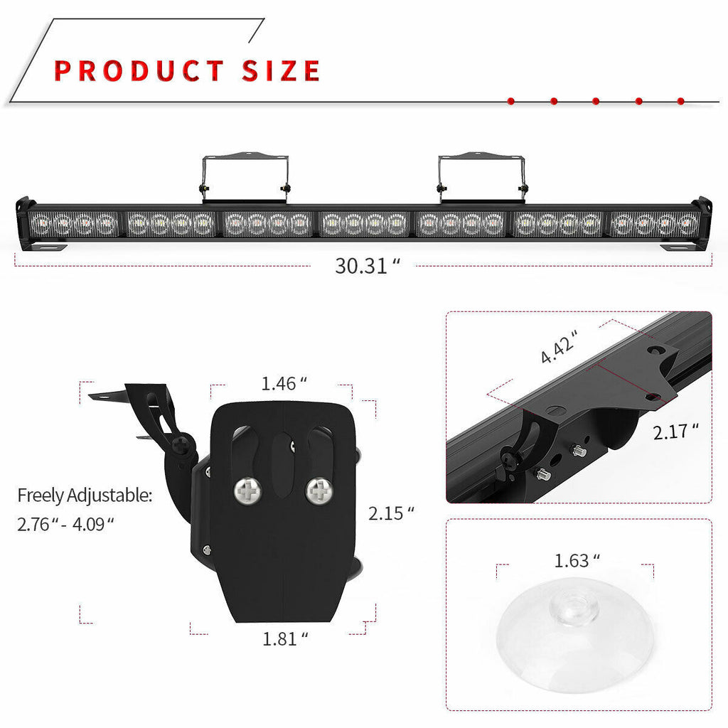 31" Inch 28 LED Emergency Warning Flash Strobe Light Bar Lighting