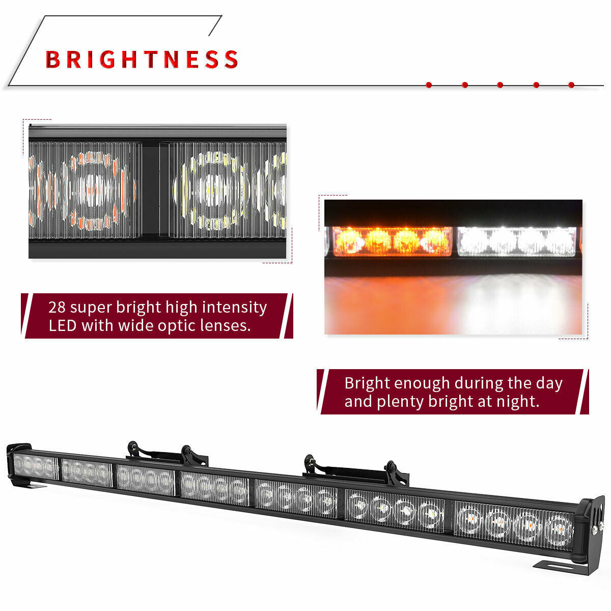 31" Inch 28 LED Emergency Warning Flash Strobe Light Bar Lighting