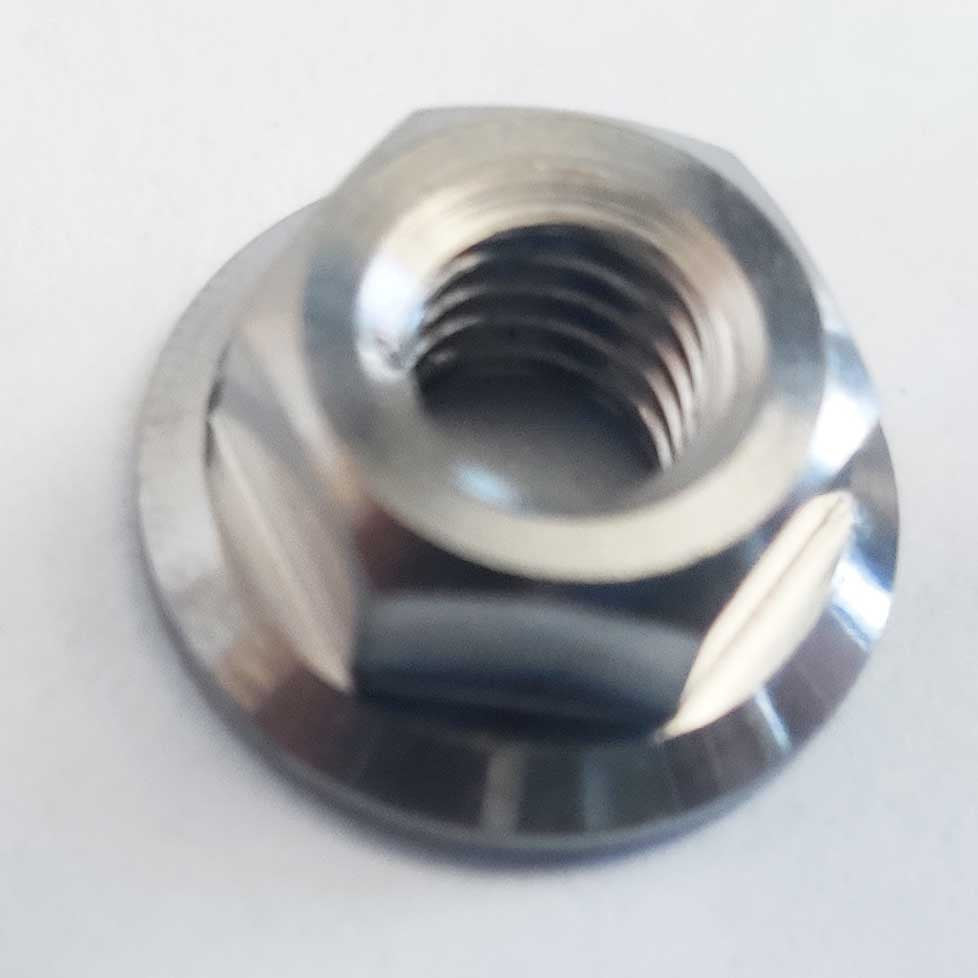M6 Titanium Hex Nut Grade 5 GR5 Smooth Flange (Pack of 8) Exterior Part
