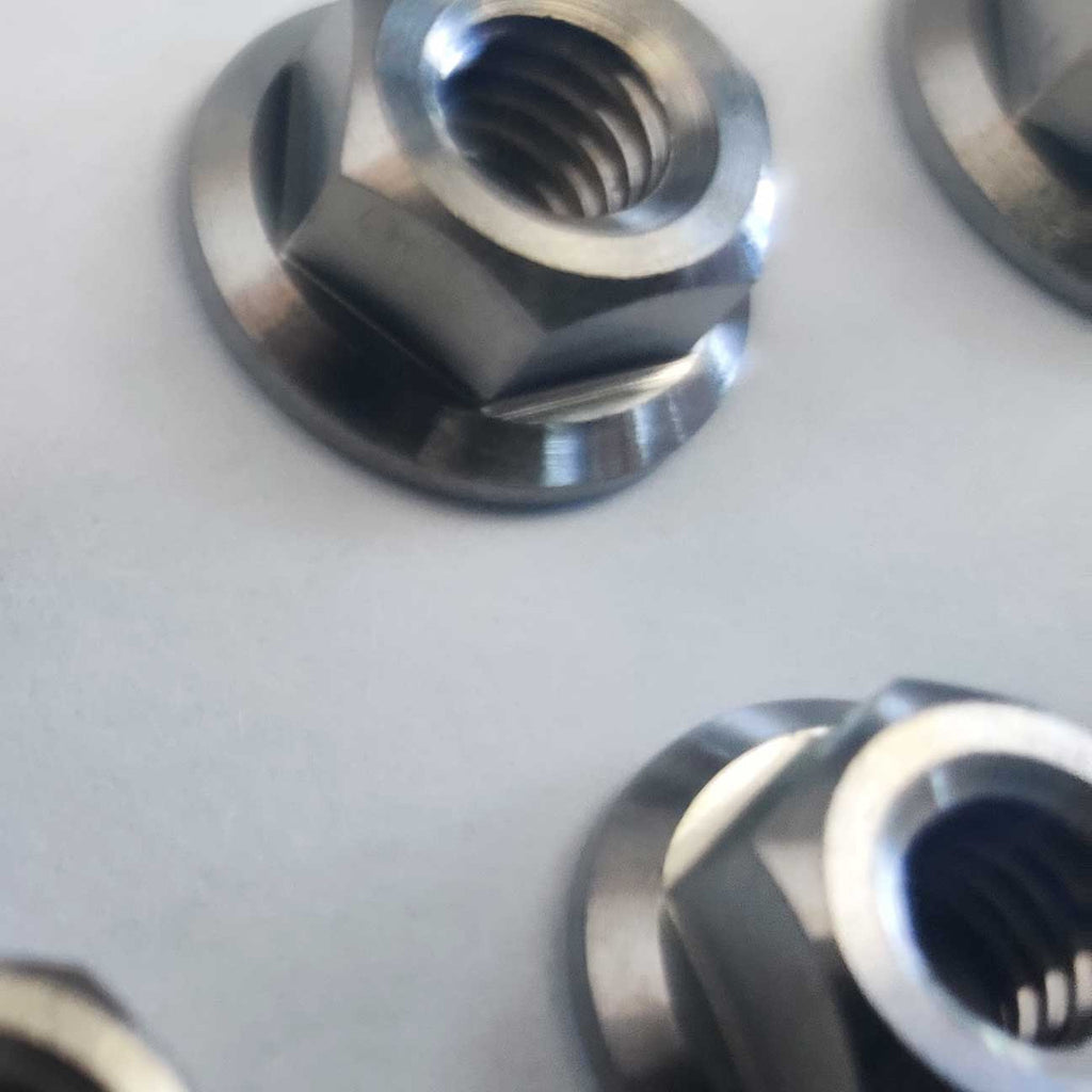 M6 Titanium Hex Nut Grade 5 GR5 Smooth Flange (Pack of 8) Exterior Part