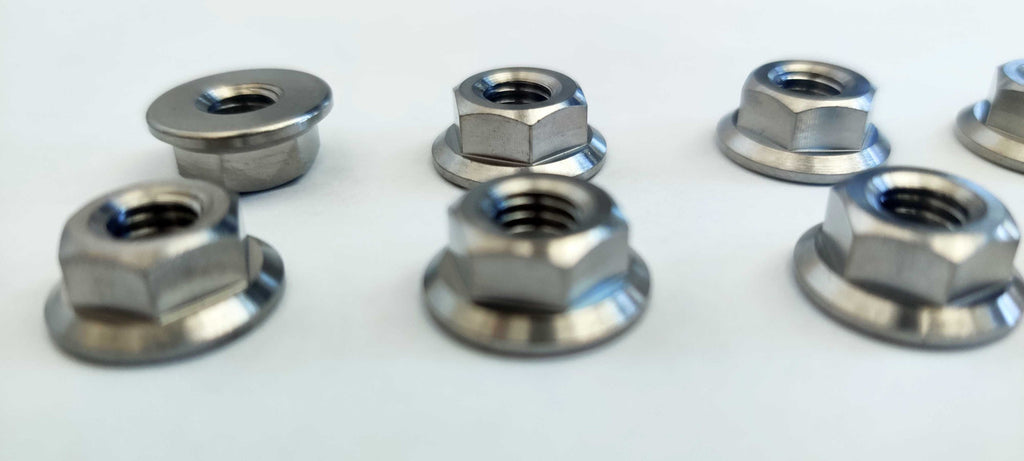 M6 Titanium Hex Nut Grade 5 GR5 Smooth Flange (Pack of 8) Exterior Part