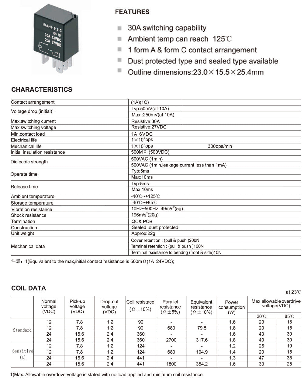4 PIN 30A 12V SPST Micro Relay (10 Pack) Electrical