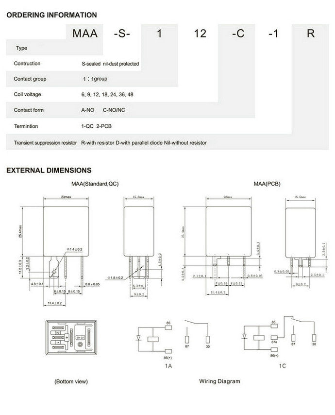 4 PIN 30A 12V SPST Micro Relay (10 Pack) Electrical