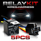 5 PIN 40A Relay and Wire Harness SPDT 12V (5 Pack) - GENSSI Electrical