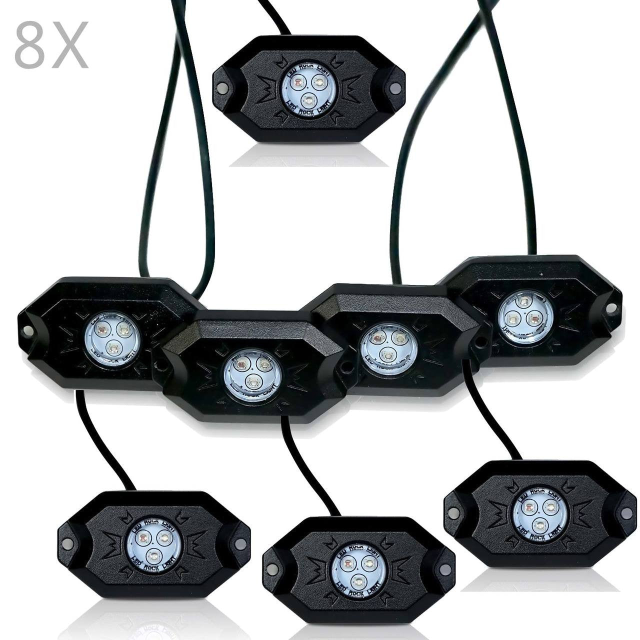 LED Under Body Rock Lights Color with Bluetooth Controller 8x Lighting