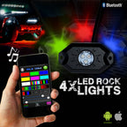 LED Under Body Rock Lights Color with Bluetooth Controller 4x Lighting