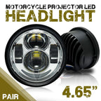 4.65 In LED Chrome Projector Headlight Harley Davidson Dyna Fat Bob FXDF 2008 - 2016 Black (2 Pack) - GENSSI Lighting