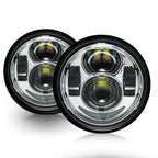 4.65 In LED Chrome Projector Headlight Harley Davidson Dyna Fat Bob FXDF 2008 - 2016 Black (2 Pack) - GENSSI Lighting