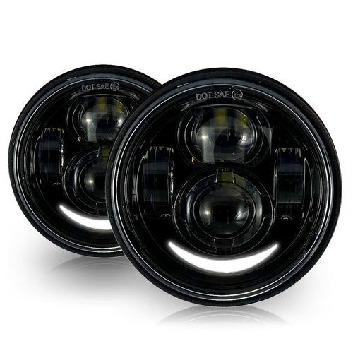 4.65 In LED Black Projector Headlight Harley Davidson Dyna Fat Bob FXDF 2008-2016 Black (2 Pack) Lighting